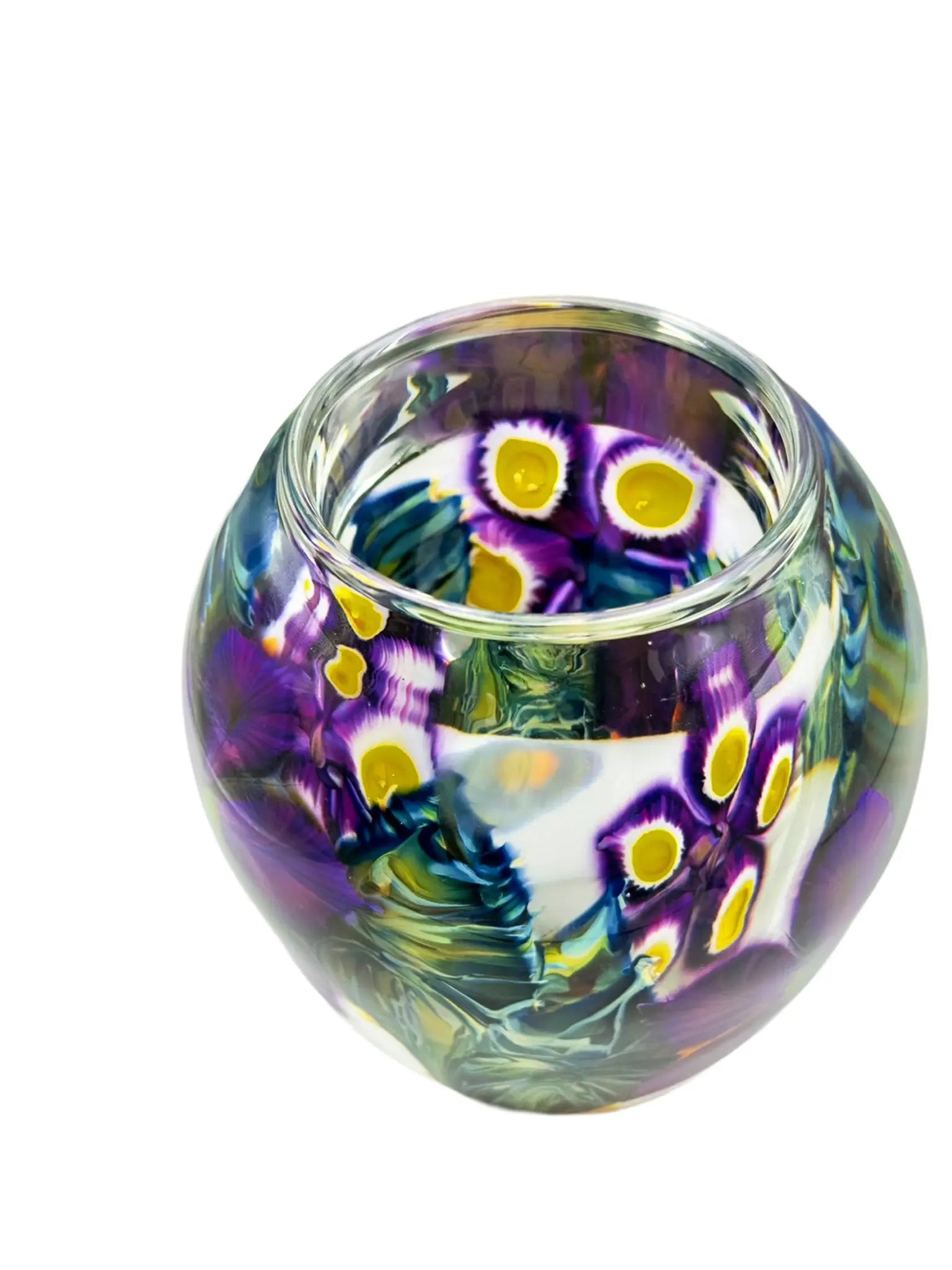 Tulip Vase with Purple Clematis – Handblown Glass