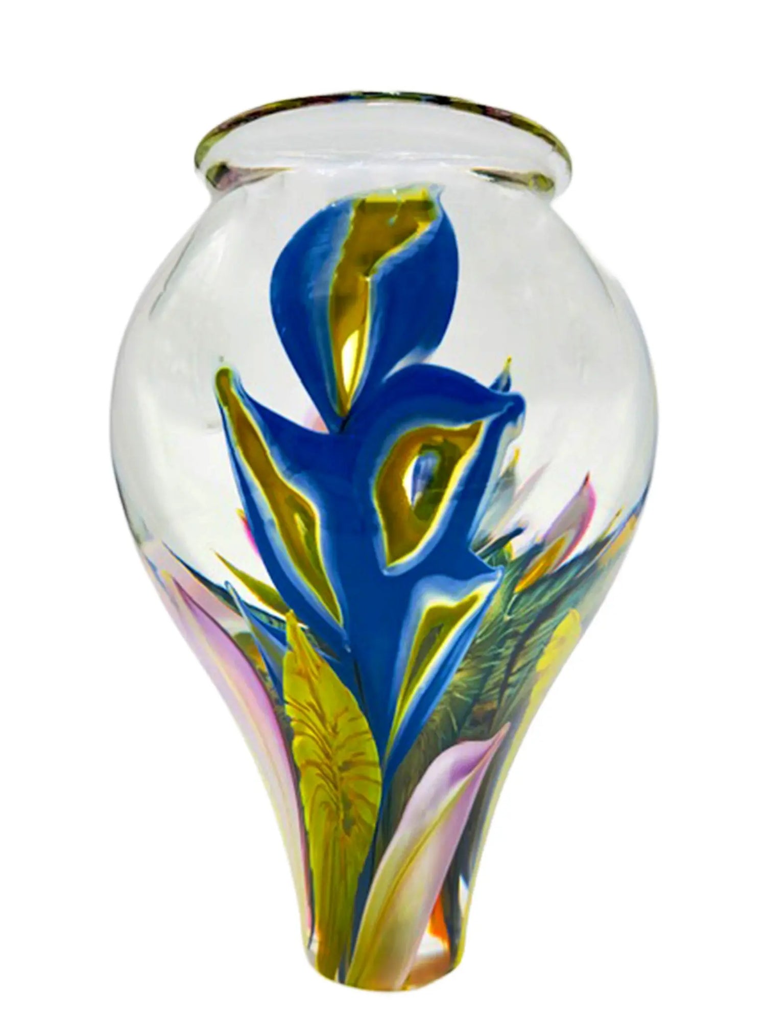 Periwinkle and Anthurium Vase – Handblown Glass