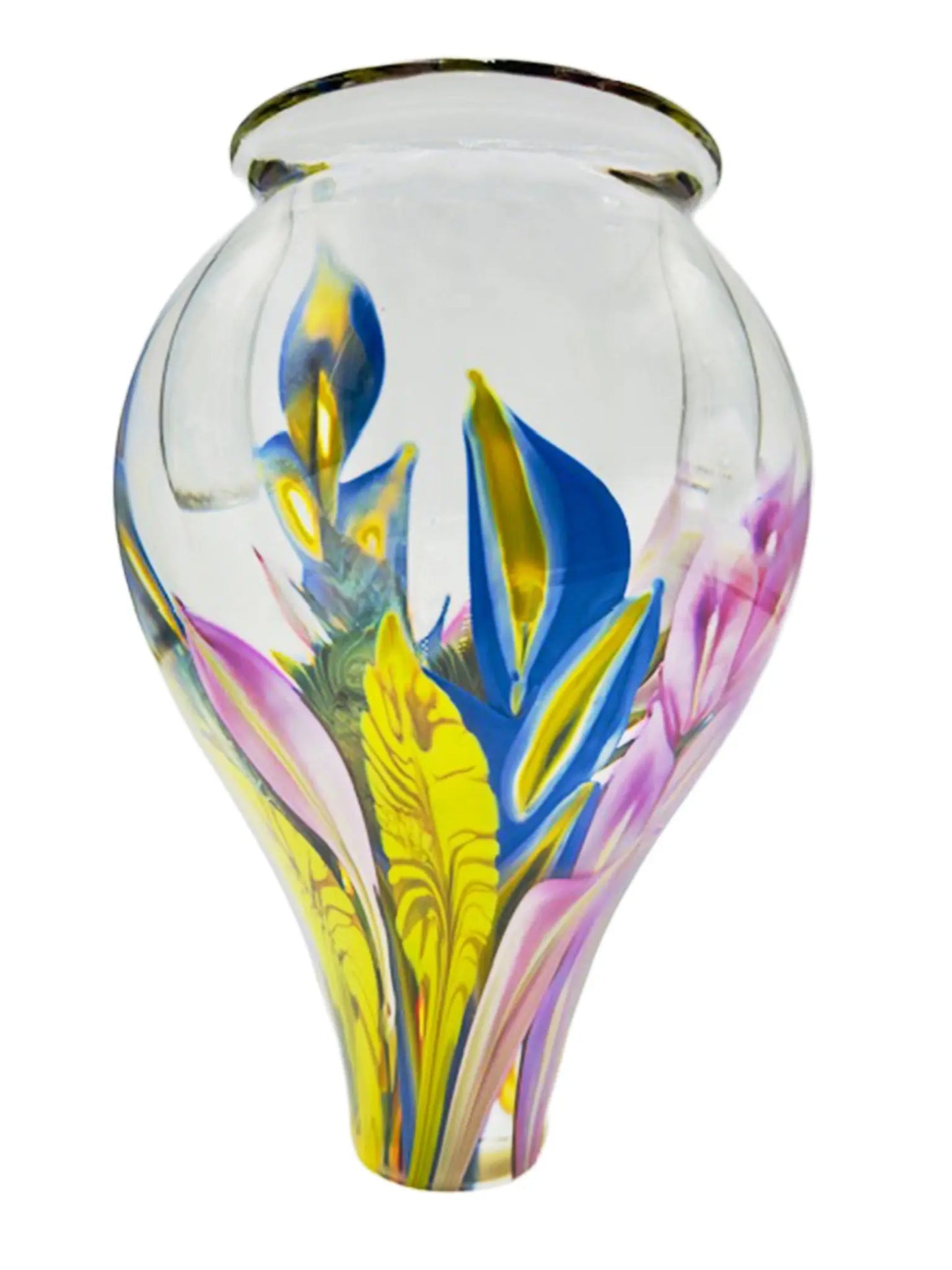 Periwinkle and Anthurium Vase – Handblown Glass