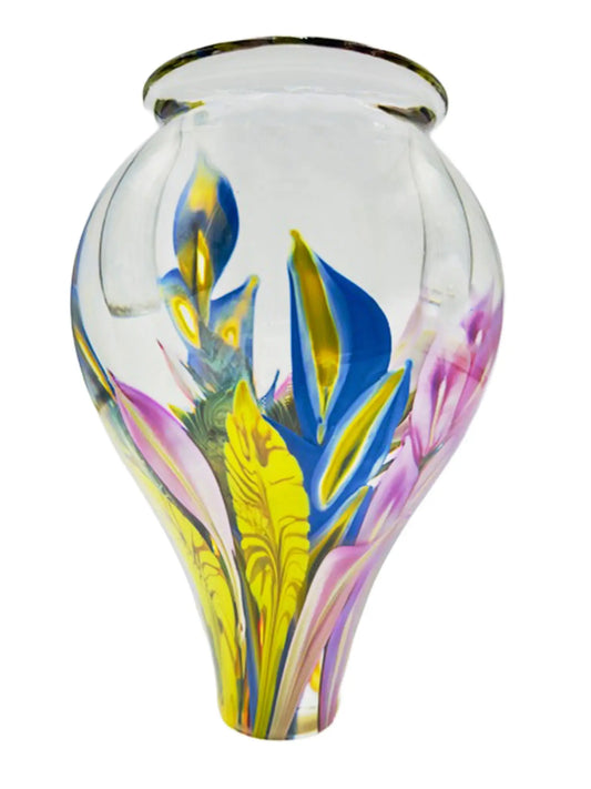 Periwinkle and Anthurium Vase – Handblown Glass