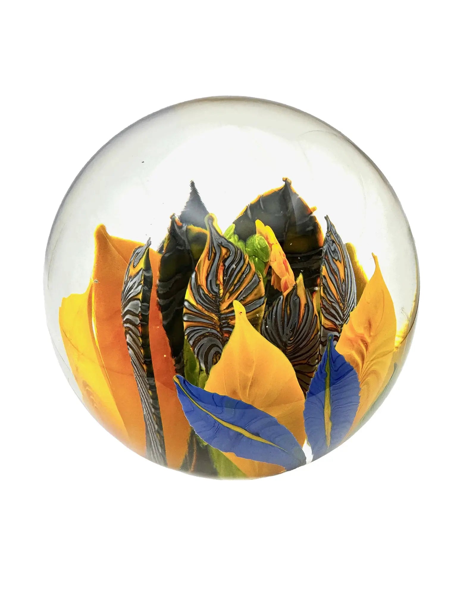 Fire Flower Orb Paperweight – Handblown Glass
