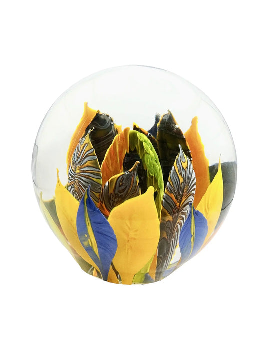 Fire Flower Orb Paperweight – Handblown Glass