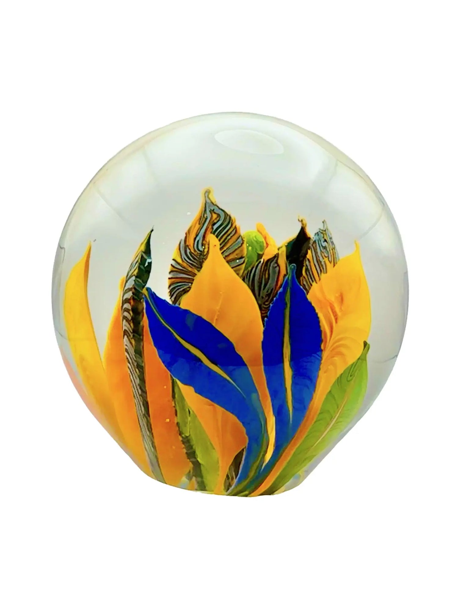 Fire Flower Orb Paperweight – Handblown Glass
