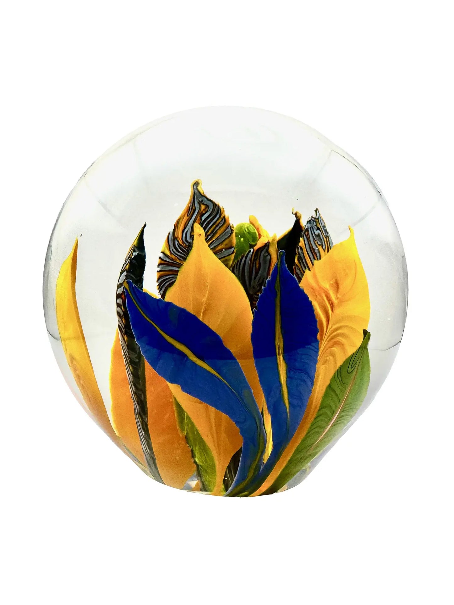 Fire Flower Orb Paperweight – Handblown Glass