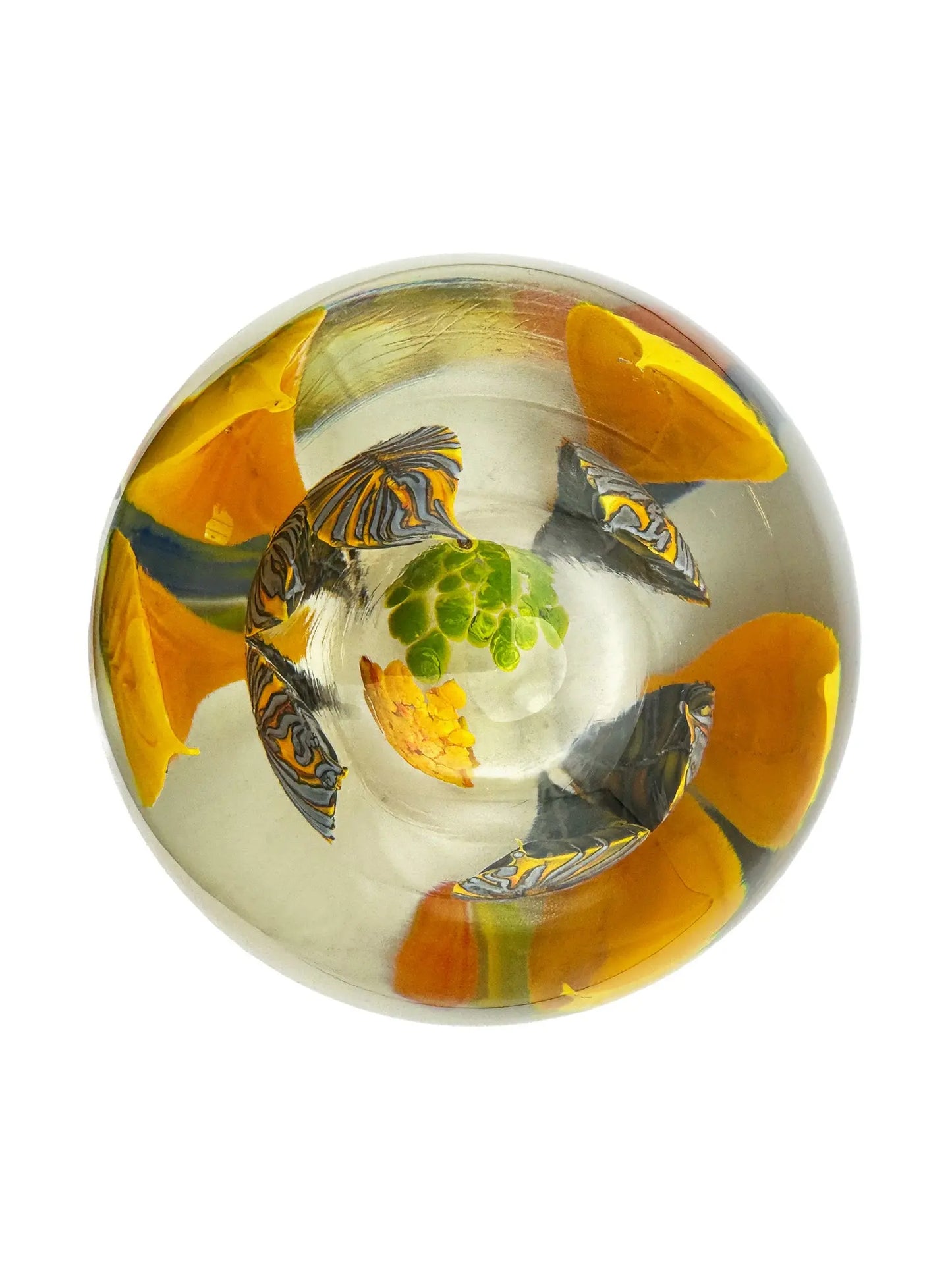 Fire Flower Orb Paperweight – Handblown Glass