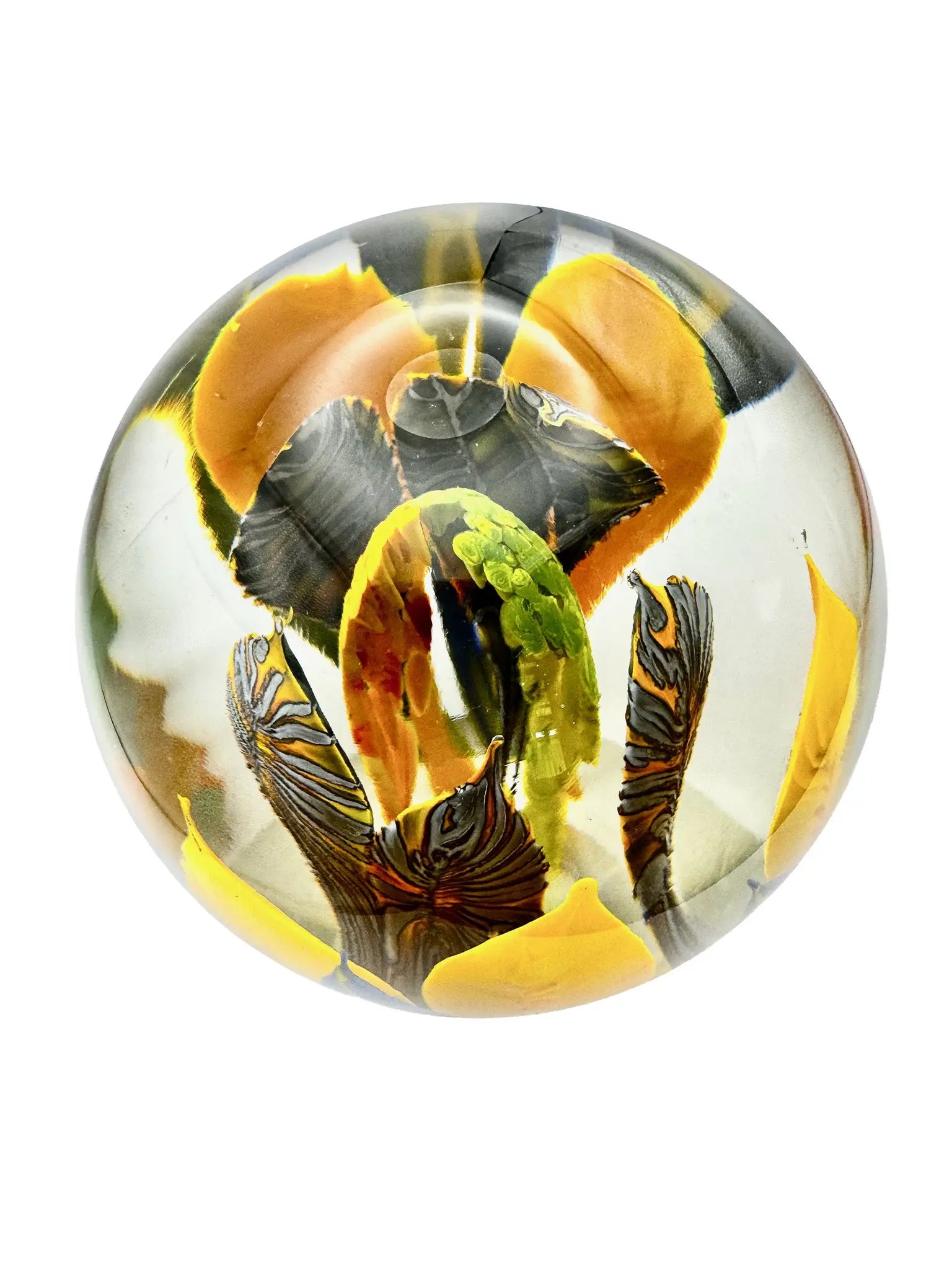 Fire Flower Orb Paperweight – Handblown Glass
