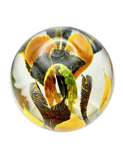 Fire Flower Orb Paperweight – Handblown Glass