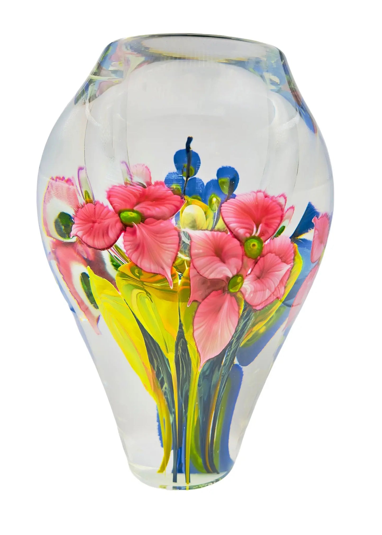 Pink, Yellow and Blue Glass Floral Bouquet Vase – Handblown Glass