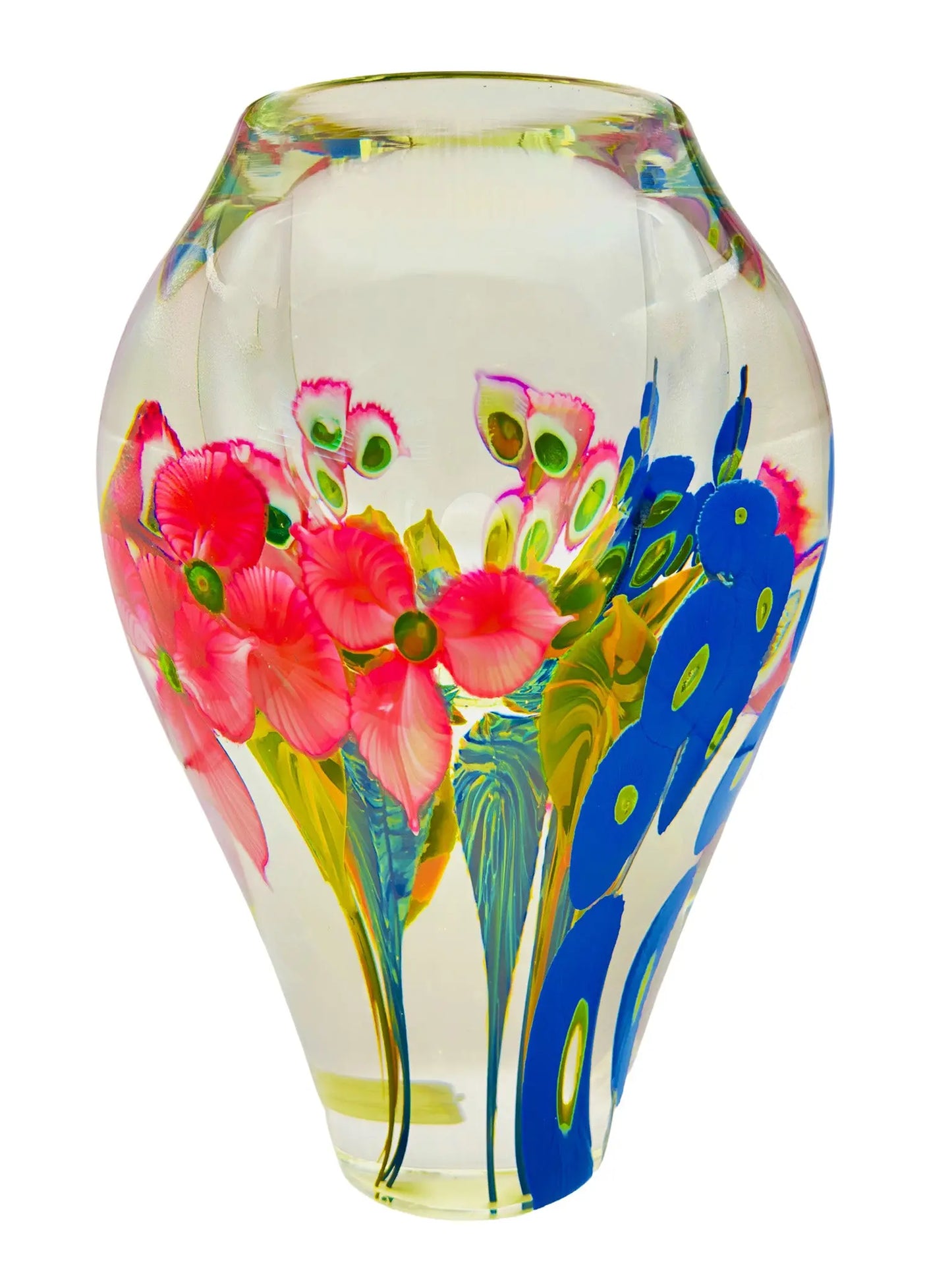 Pink, Yellow and Blue Glass Floral Bouquet Vase – Handblown Glass