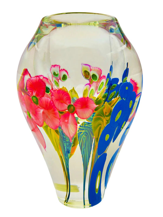 Pink, Yellow and Blue Glass Floral Bouquet Vase – Handblown Glass