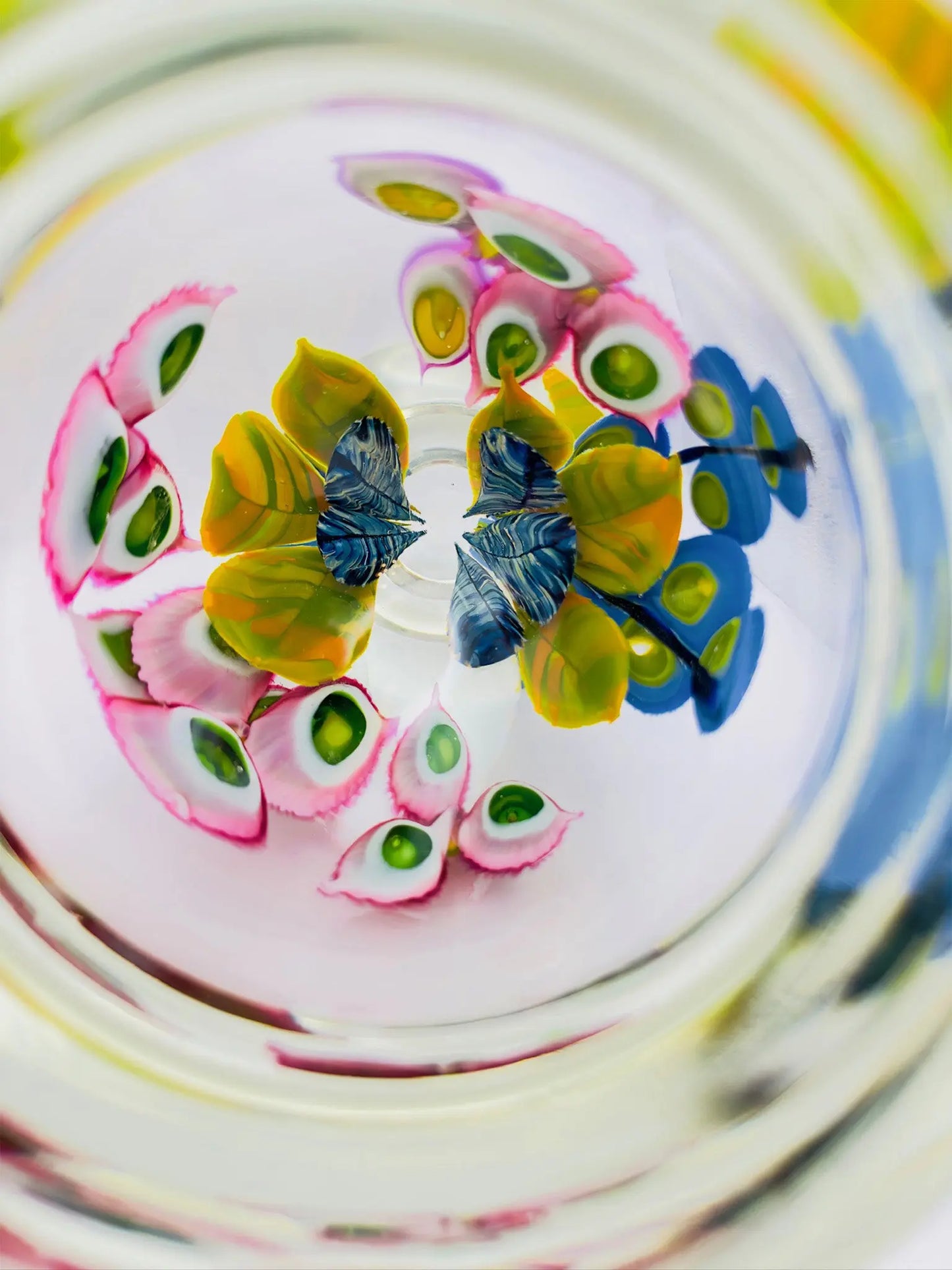 Pink, Yellow and Blue Glass Floral Bouquet Vase – Handblown Glass