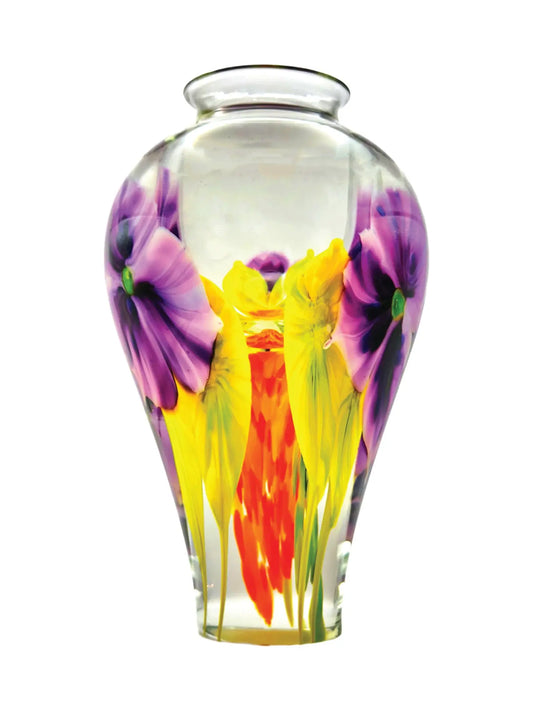 Purple Tri-Clematis Vase – Handblown Glass