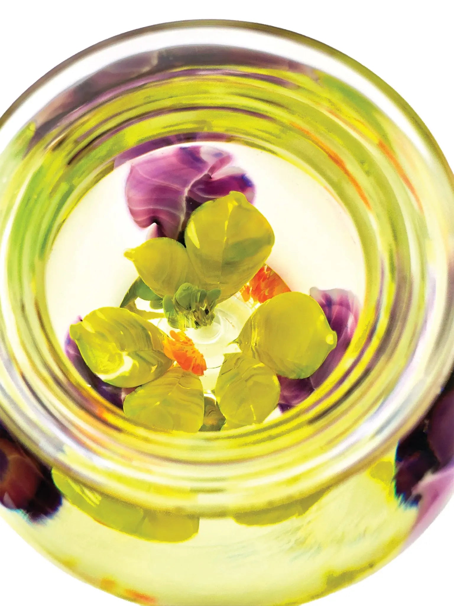 Purple Tri-Clematis Vase – Handblown Glass
