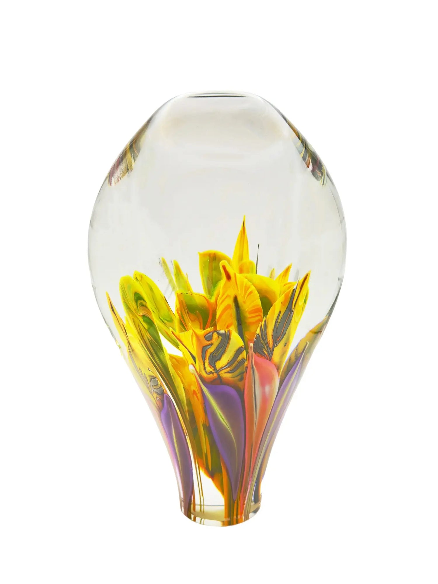 Yellow and Green Fire Flower Magnum Vase – Handblown Glass