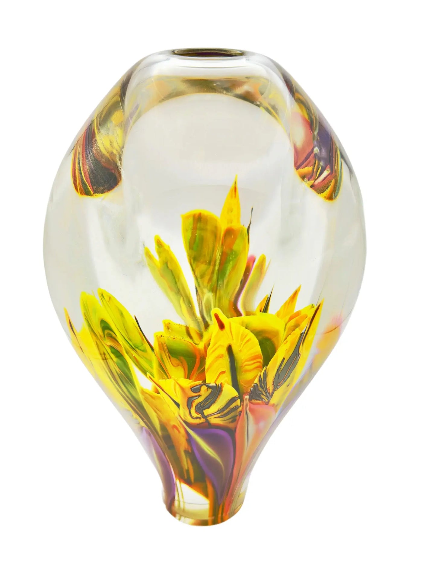 Yellow and Green Fire Flower Magnum Vase – Handblown Glass