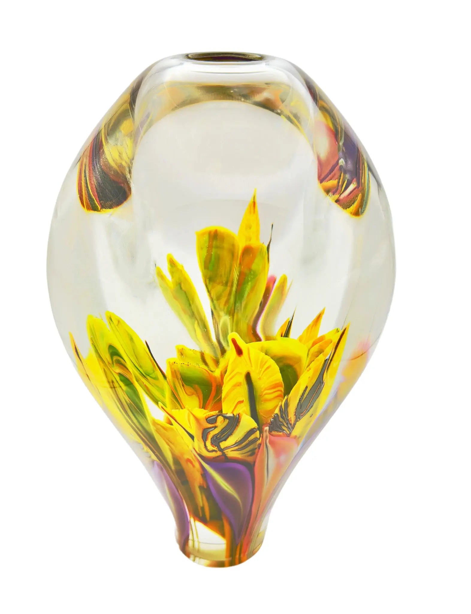 Yellow and Green Fire Flower Magnum Vase – Handblown Glass