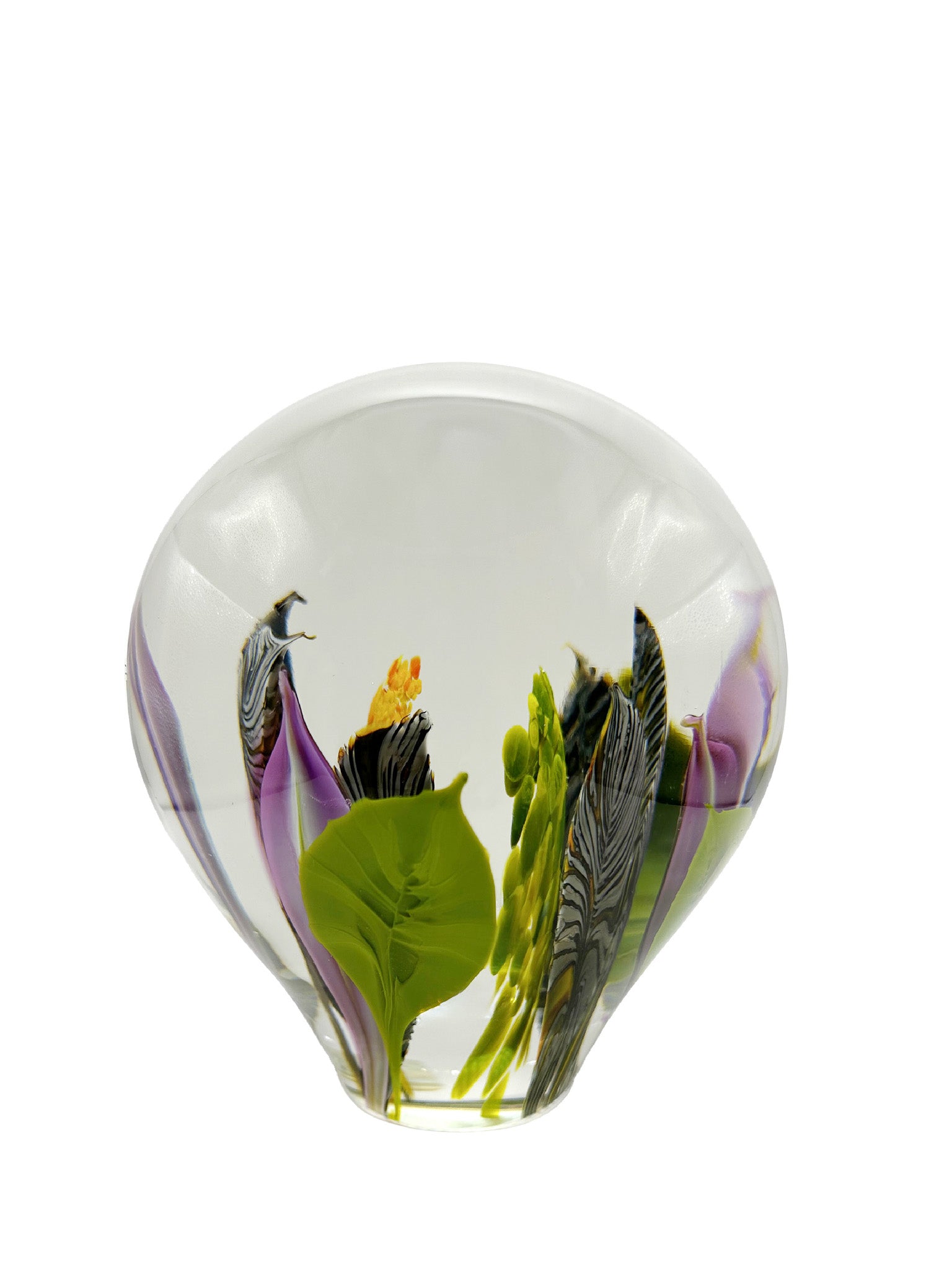 Enchanted Floral Glass Paperweight – Handblown Glass