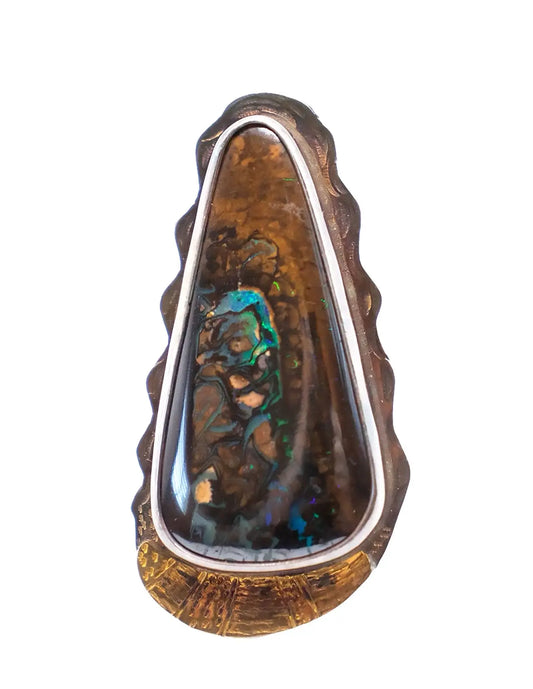 Yowah Opal Ring with 18K Gold Accent – Size 8