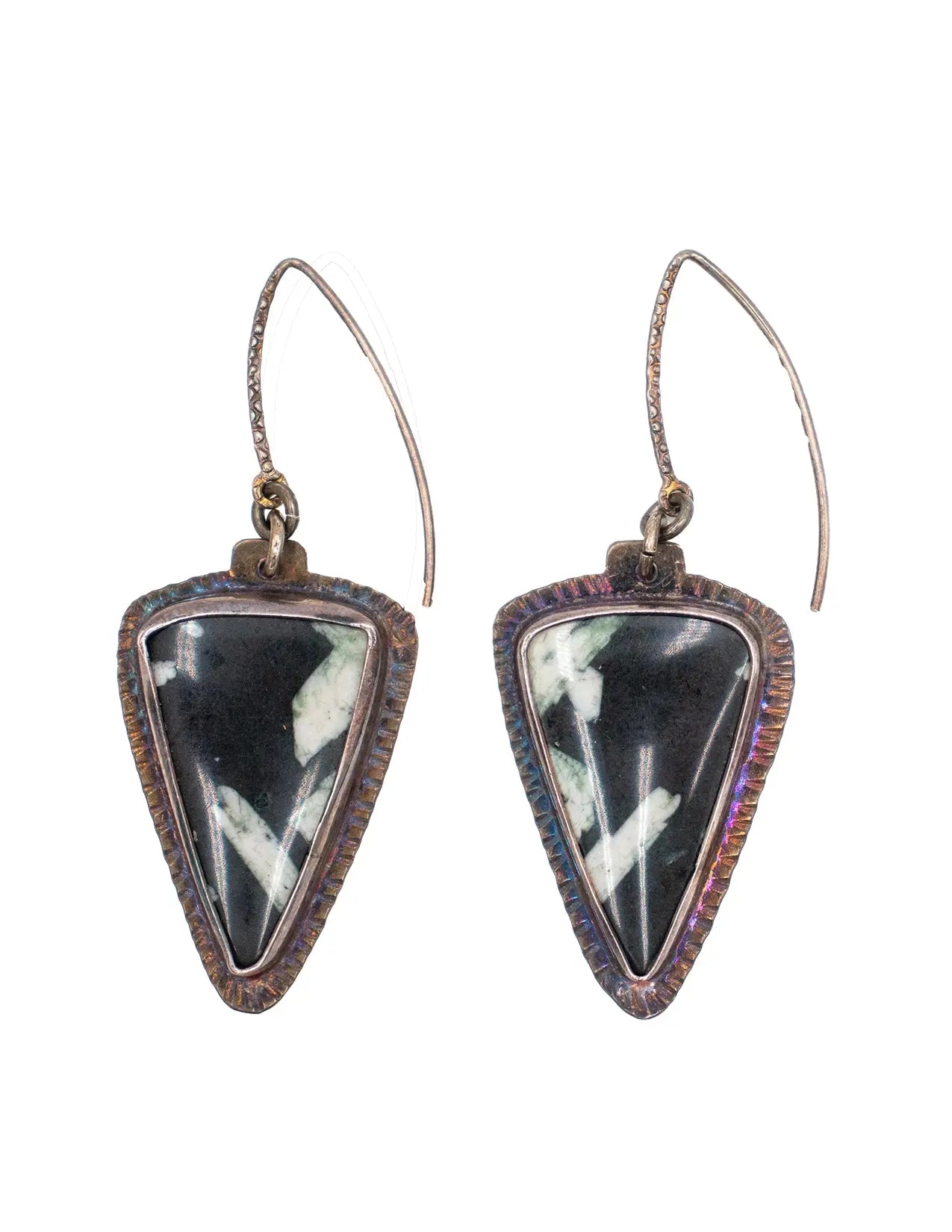 Triangular Chinese Writing Stone Earrings