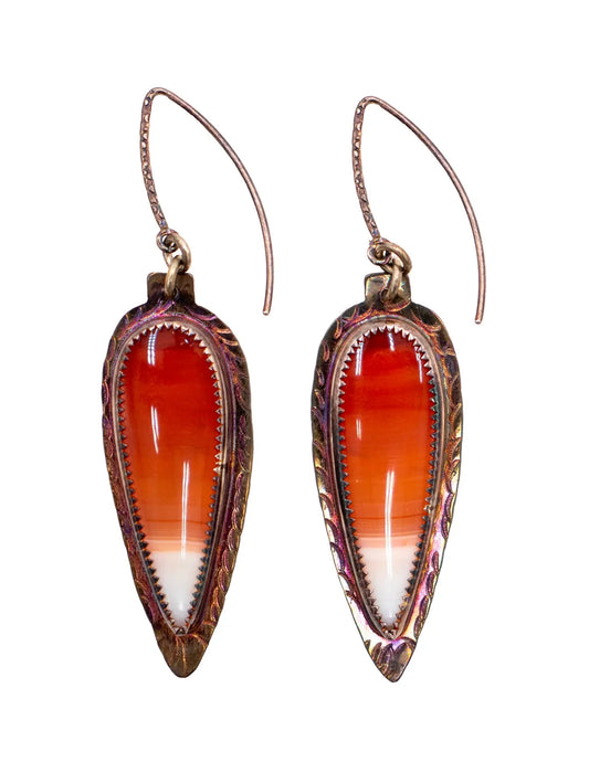 Banded Carnelian Agate Drop Earrings