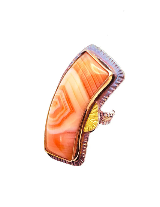 Banded Carnelian Agate Ring – Size 8