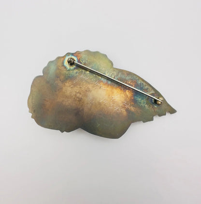 Blue Opal Enamel Brooch with Petrified Wood and Natural Smithsonite