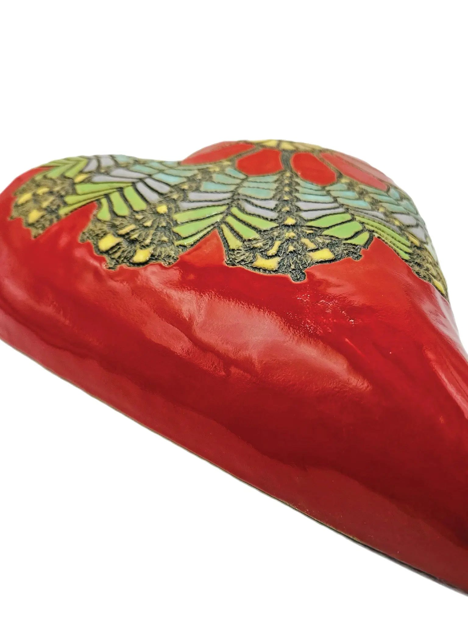 Red Daisy Ceramic Heart