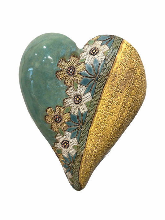 Golden Sage Ceramic Heart