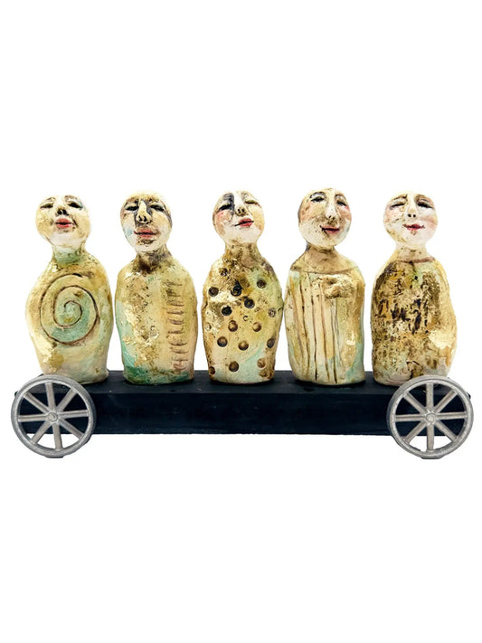 Wheels of Whimsy Ceramic Sculpture