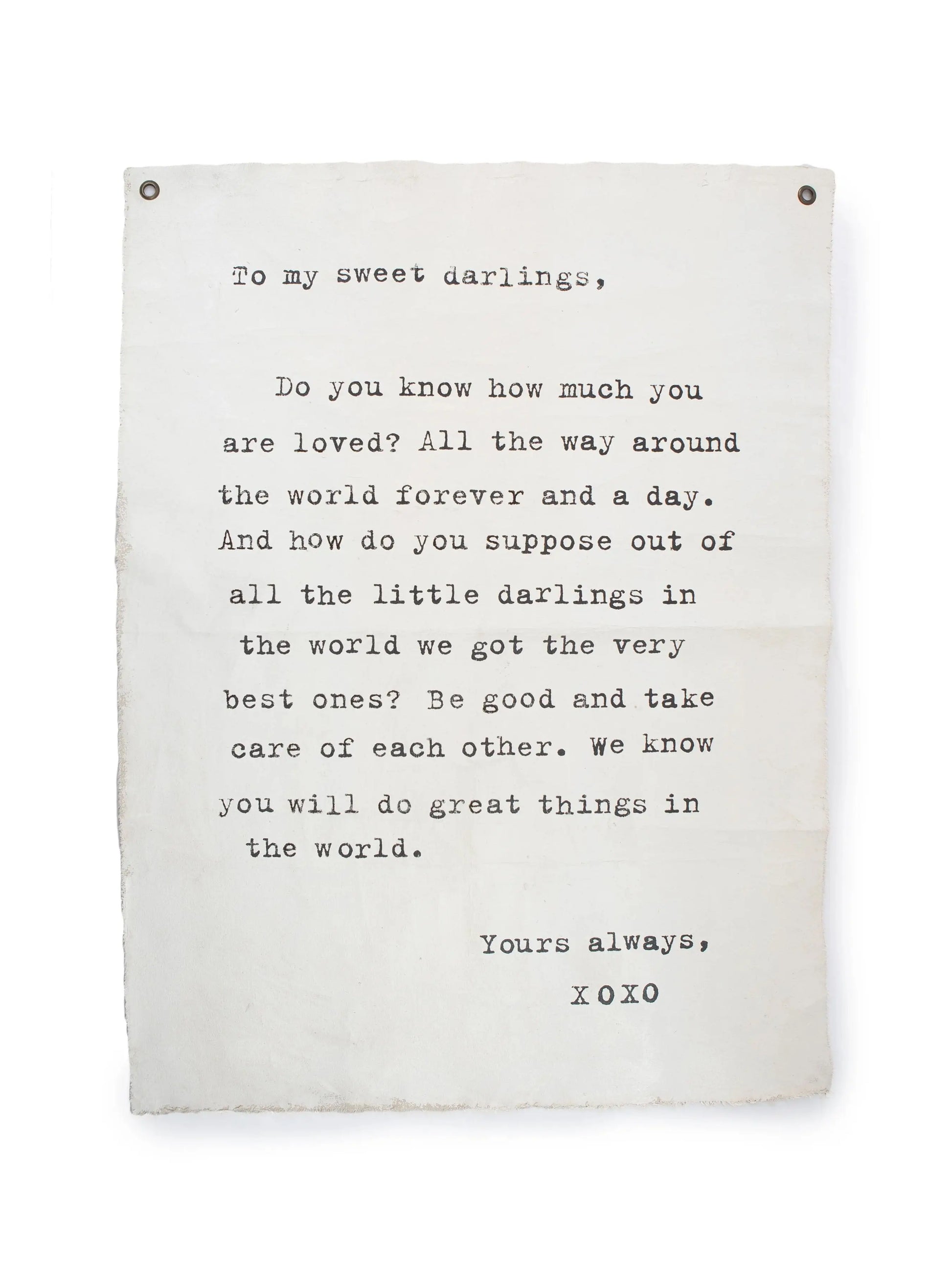 Canvas Wall Tarp – To My Sweet Darlings