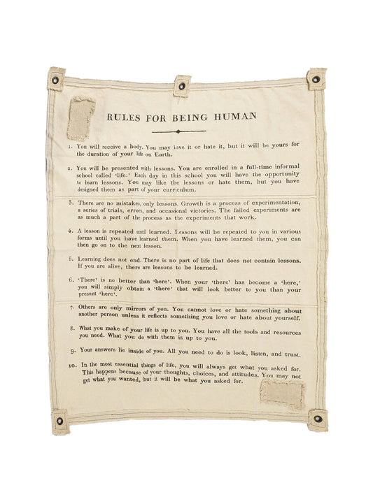 Canvas Wall Tarp – 10 Rules for Being Human