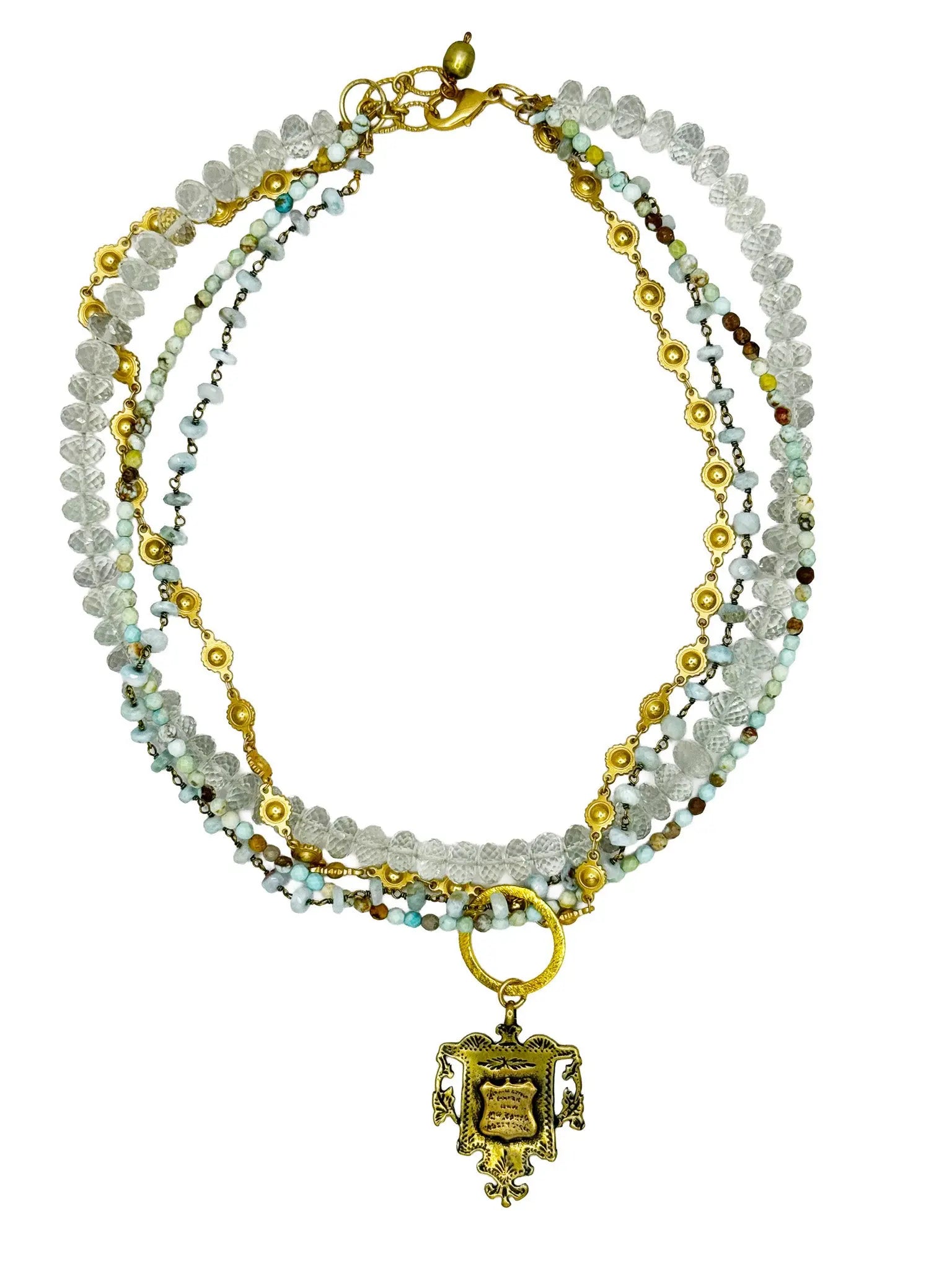 Multi Strand Aquamarine & Gems Necklace