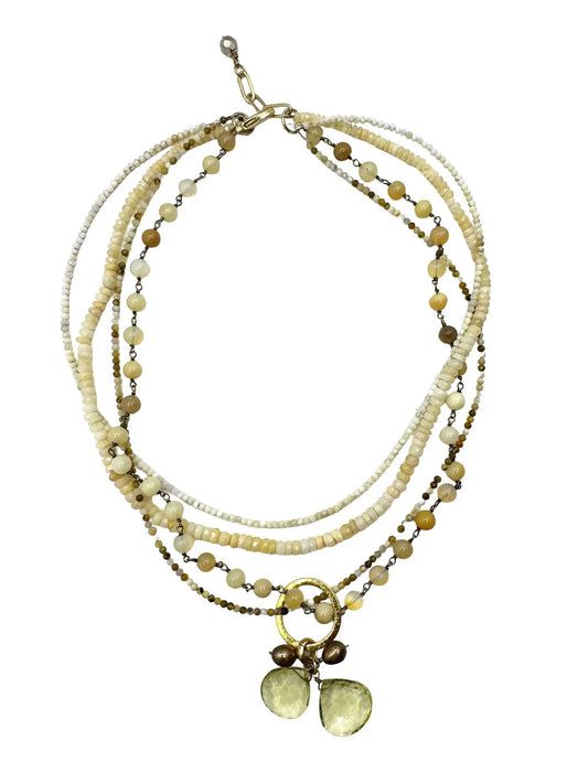 Multi Strand Opal and Gems Necklace