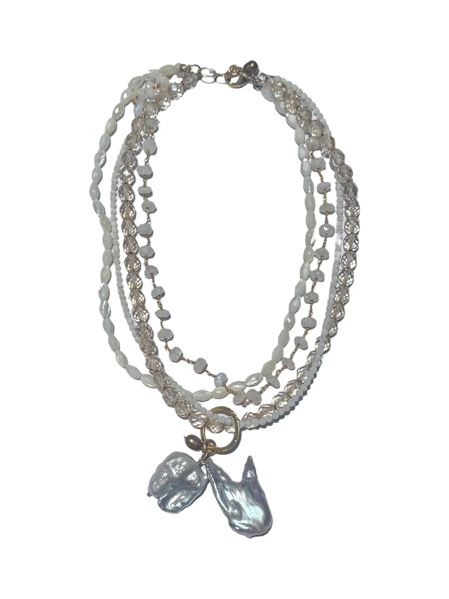 Double Baroque Pearl Pendant Necklace