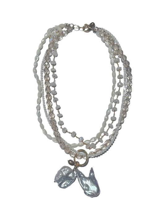 Double Baroque Pearl Pendant Necklace