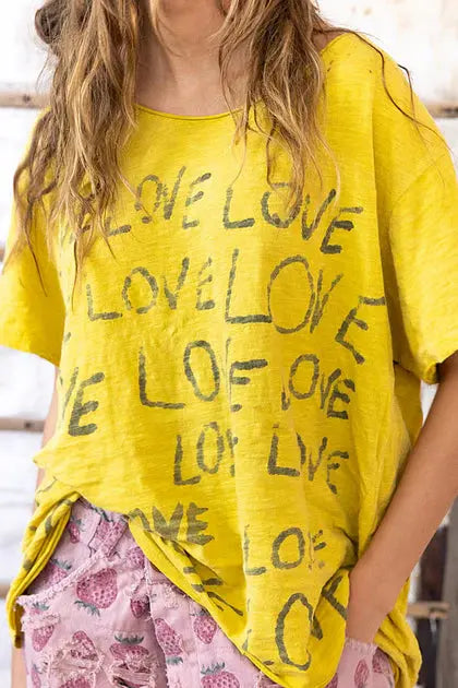 Top 1944 Love Amor Tee – Electric Sunflower