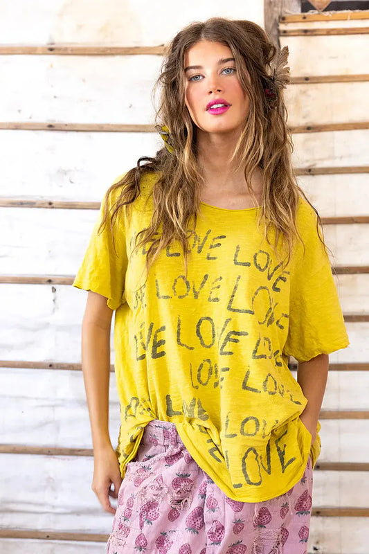 Top 1944 Love Amor Tee – Electric Sunflower
