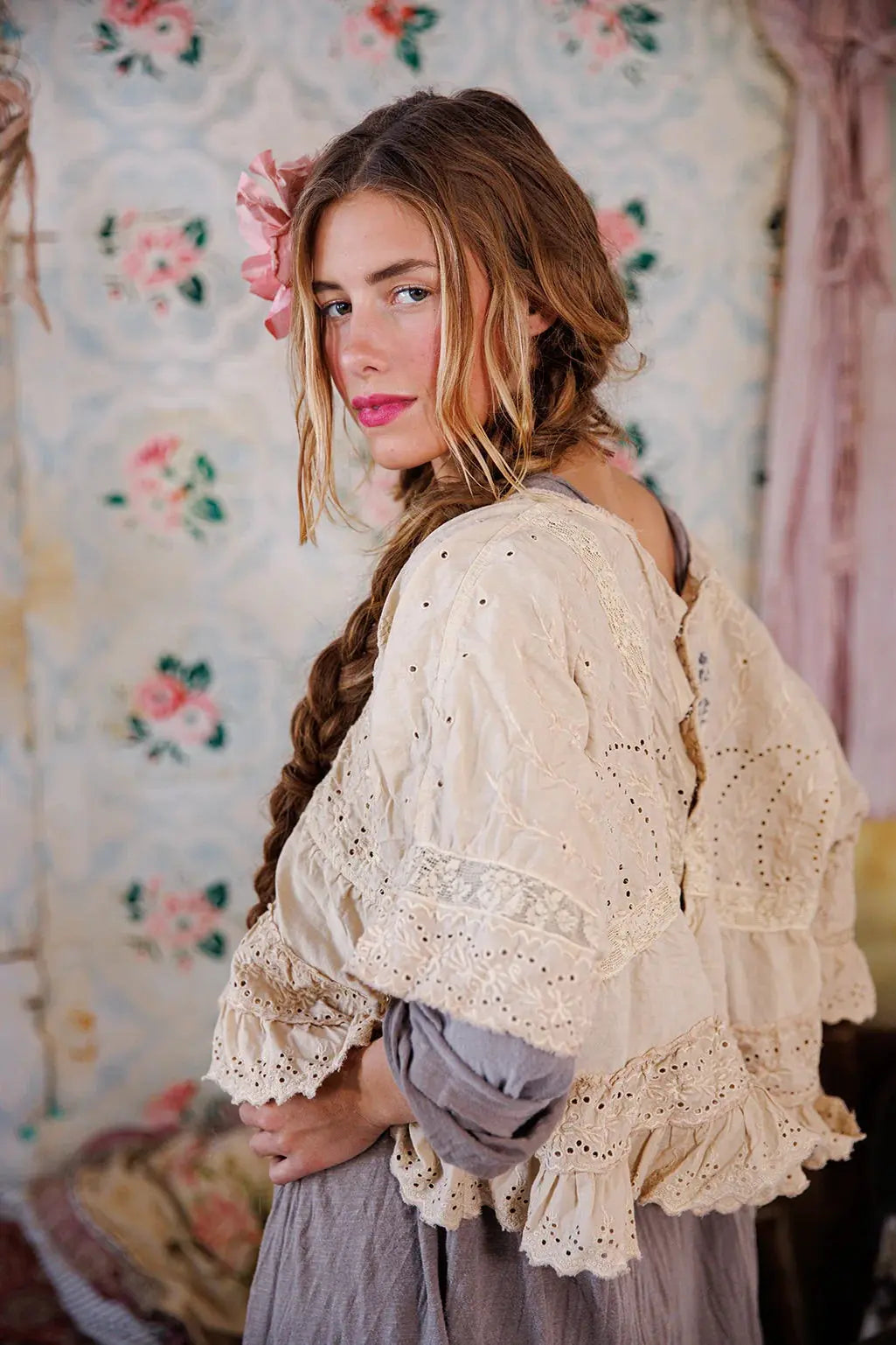 Top 2186 Eyelet Rosemary Blouse - Aged