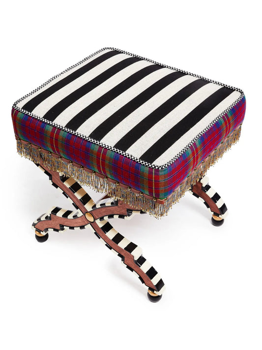 On Wall Street Stripe Cushioned Accent Stool