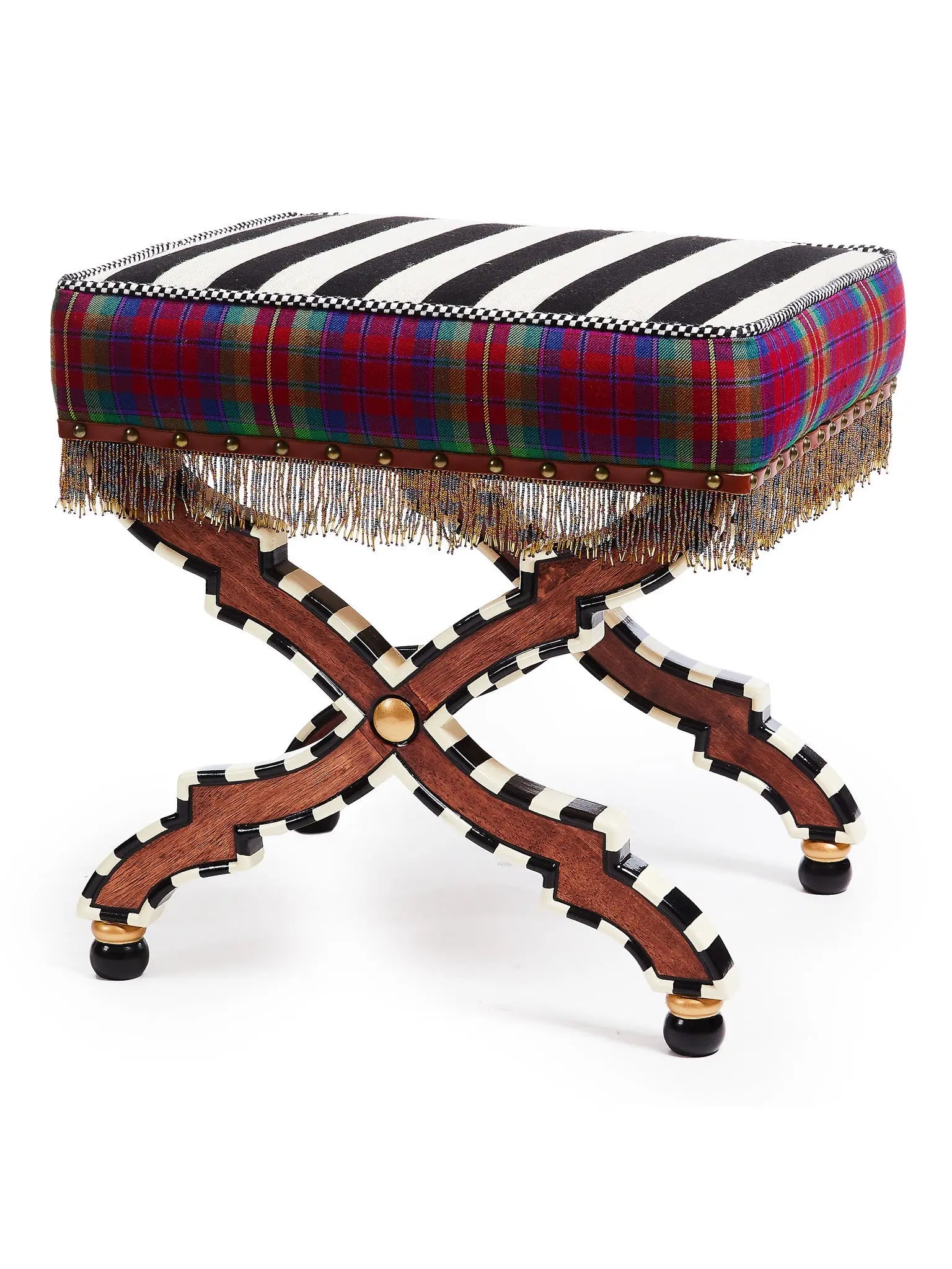 On Wall Street Stripe Cushioned Accent Stool