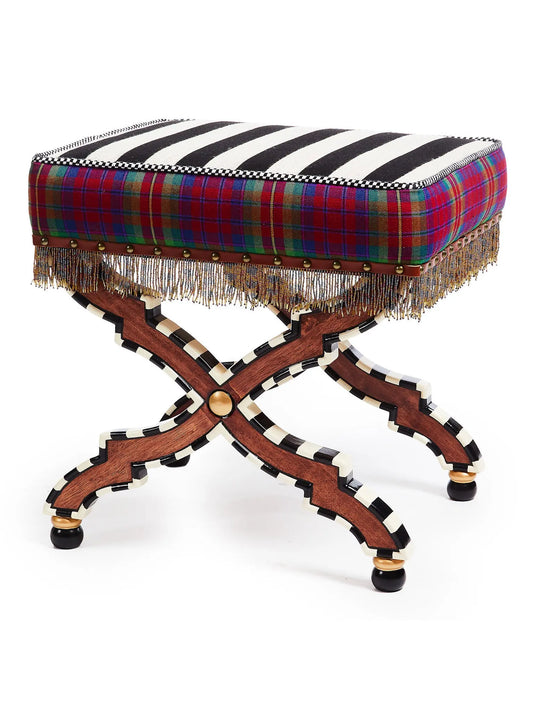 On Wall Street Stripe Cushioned Accent Stool
