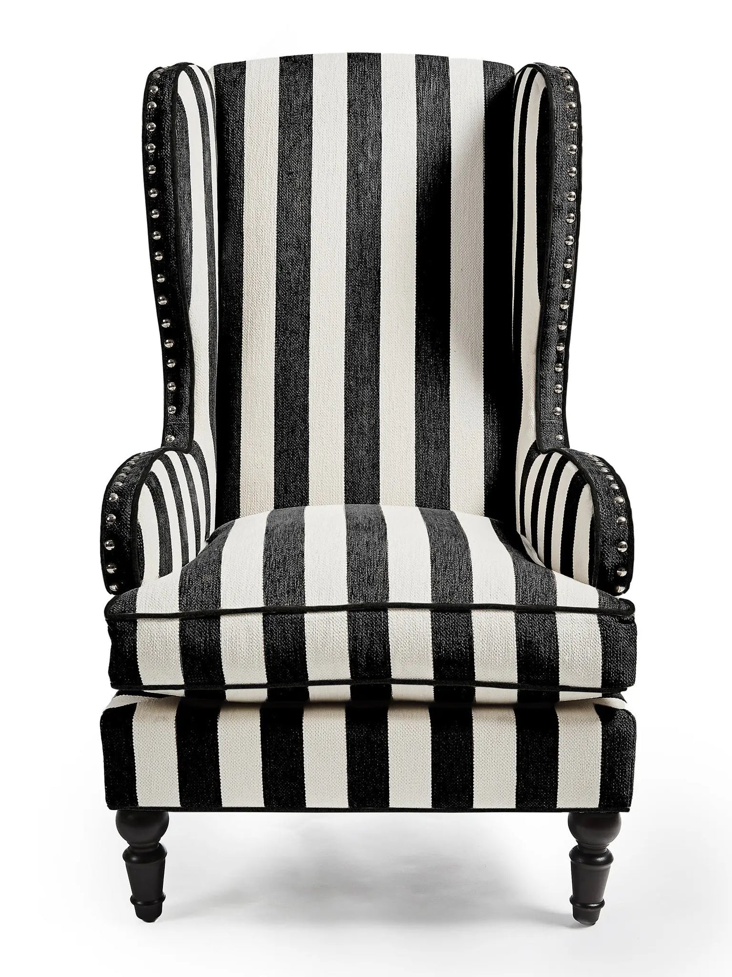 Marquee Black Stripe Chenille Wing Chair