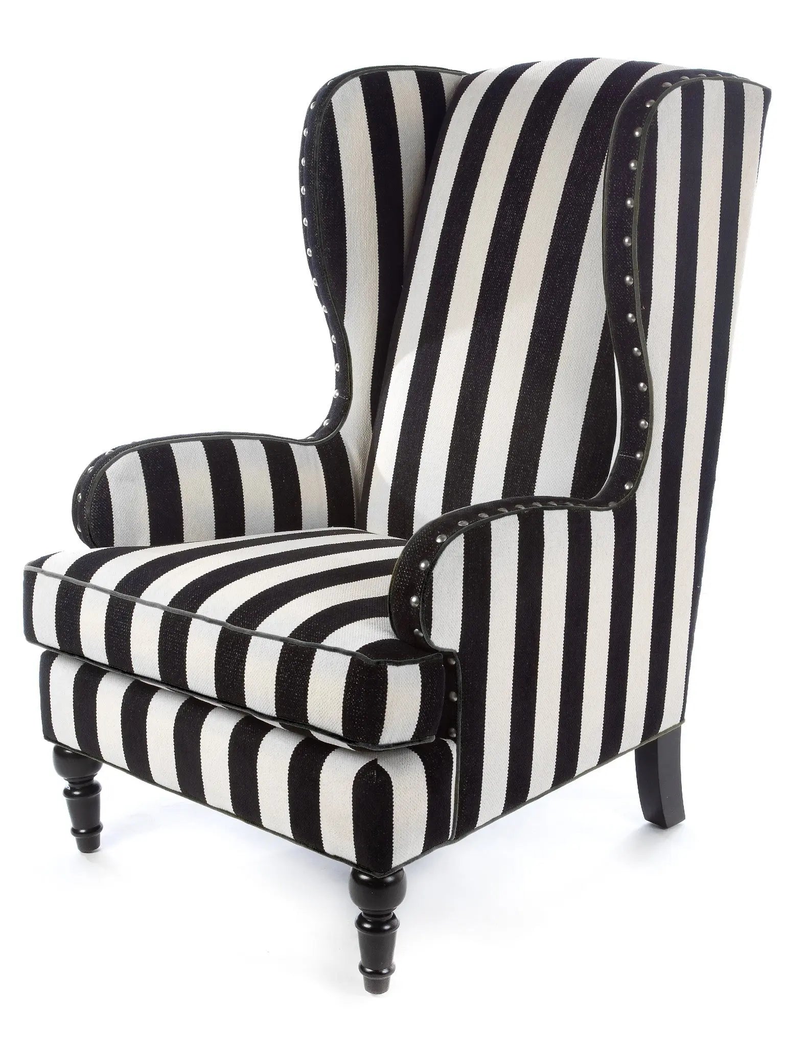 Marquee Black Stripe Chenille Wing Chair