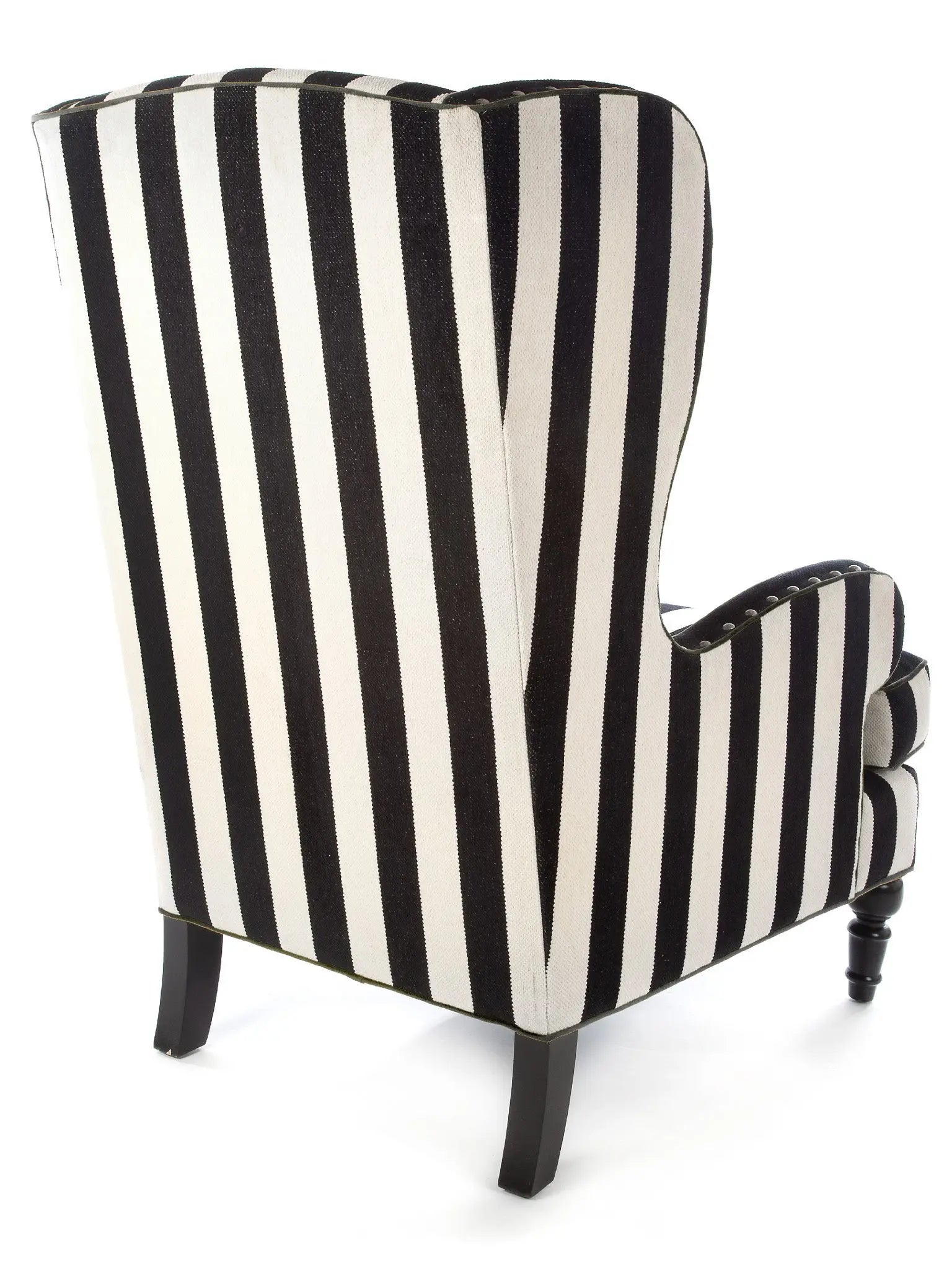 Marquee Black Stripe Chenille Wing Chair