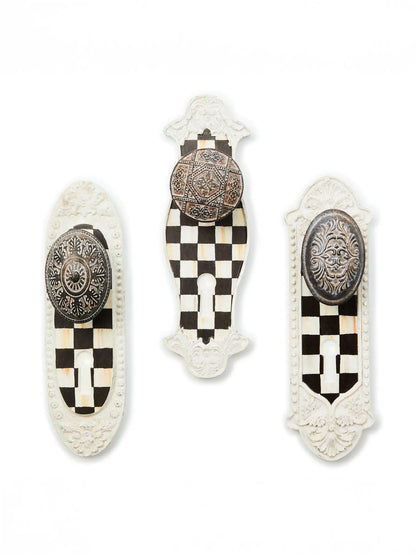 Courtly Door Knob Hooks, Set of 3