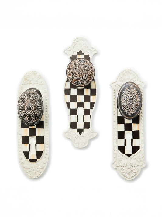 Courtly Door Knob Hooks, Set of 3