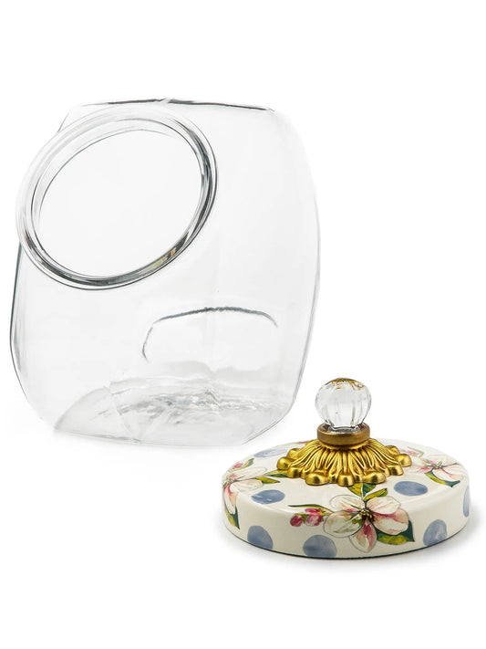 Sweets Jar With Wildflowers, Blue Lid