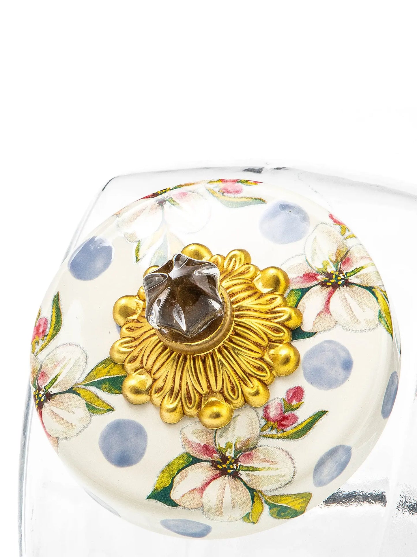 Sweets Jar With Wildflowers, Blue Lid