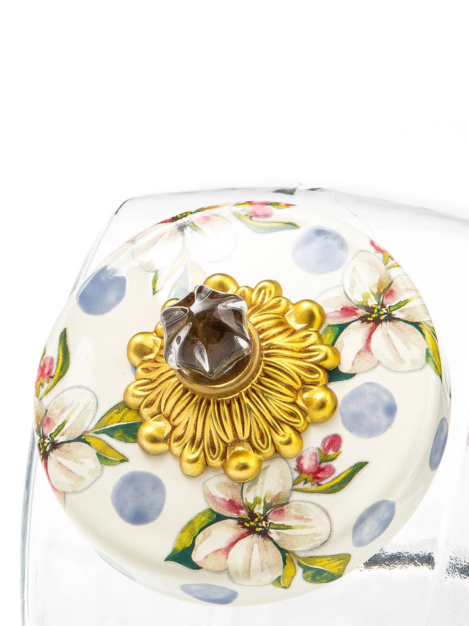 Sweets Jar With Wildflowers, Blue Lid