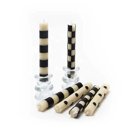 Mini Black & Ivory Dinner Candles Set of 6